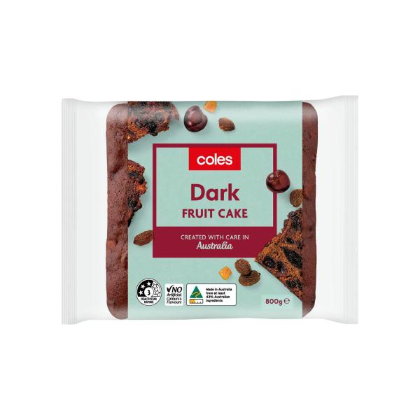 COLES DARK FRUIT CAKE 800G