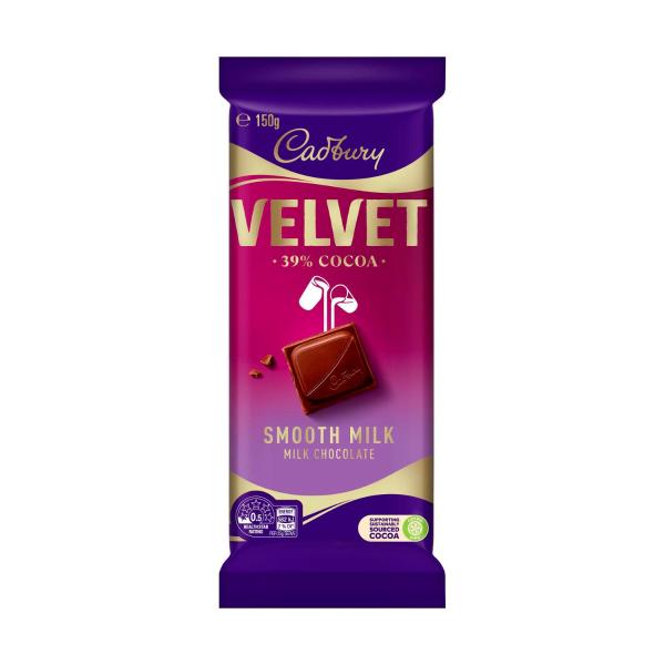 CADBURY DAIRY MILK VELVET BLOCK CHOCOLATE 150G