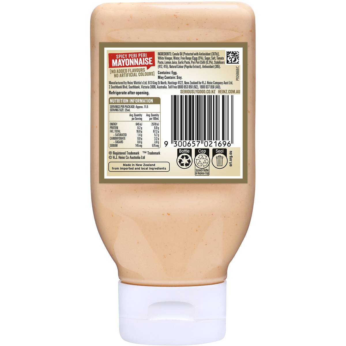 Heinz Seriously Good Spicy Peri Peri Flavoured Mayonnaise 295mL