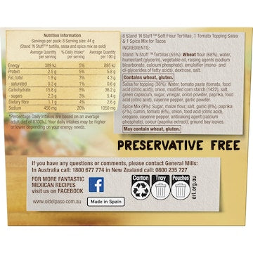 Old El Paso Stand 'N Stuff Soft Taco Kit Mexican Style 348g
