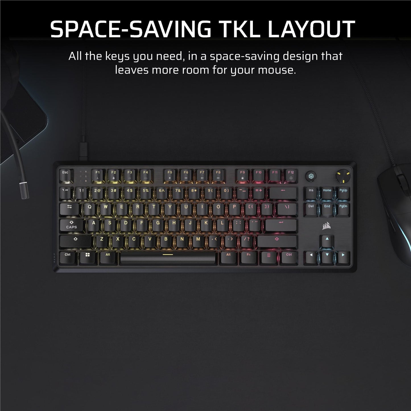 Corsair K70 CORE TKL Tenkeyless Mechanical Gaming RGB Keyboard (Black)