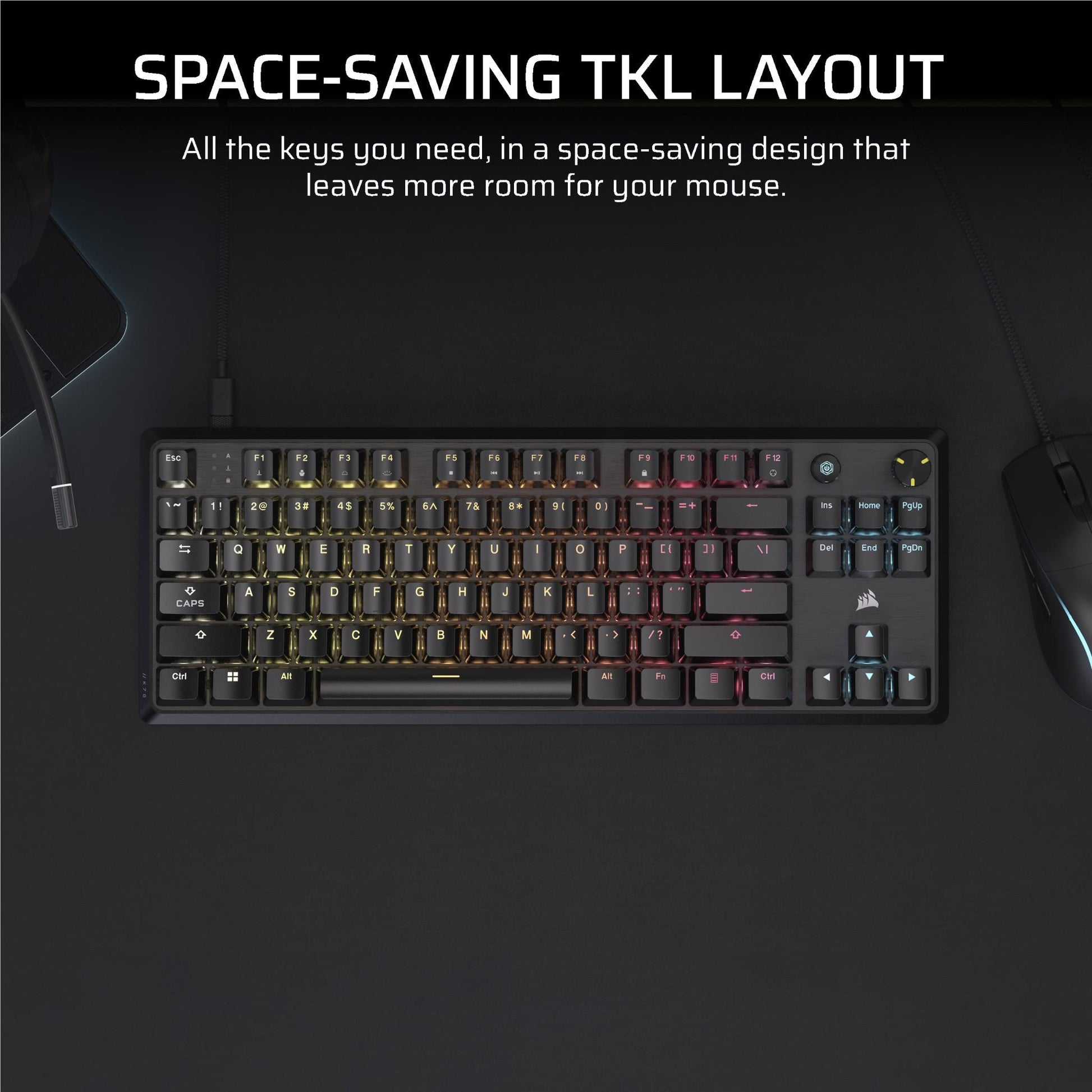Corsair K70 CORE TKL Tenkeyless Mechanical Gaming RGB Keyboard (Black)