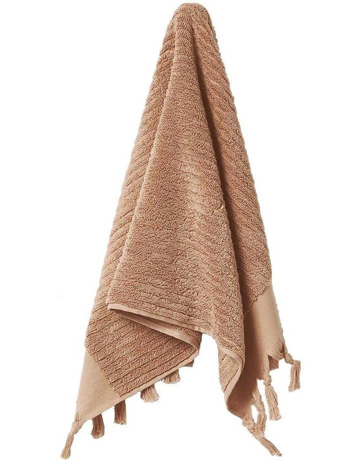 Paros Rib Bath Towel Set in Clay