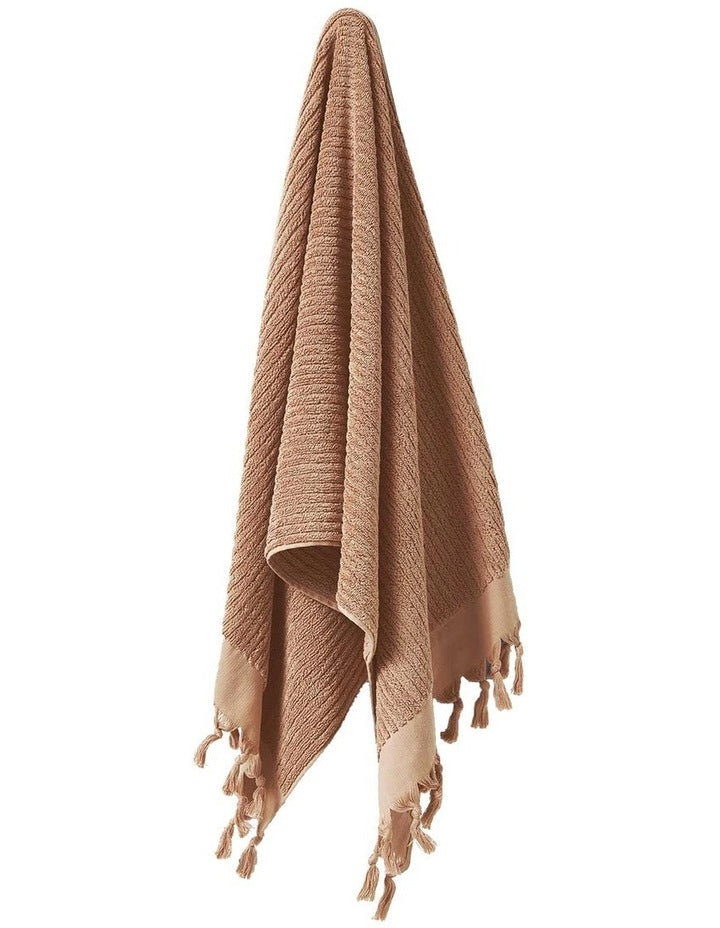 Paros Rib Bath Towel Set in Clay