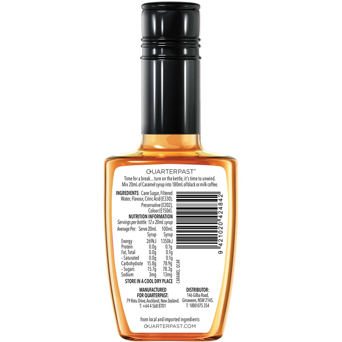 Quarterpast Caramel Coffee Syrup 250mL