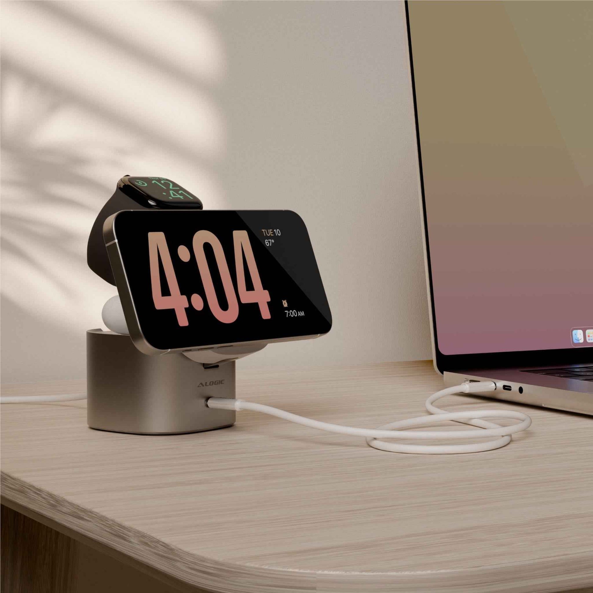 Alogic Powerpod 4-in-1 Qi2 Wireless Charging stand (White)