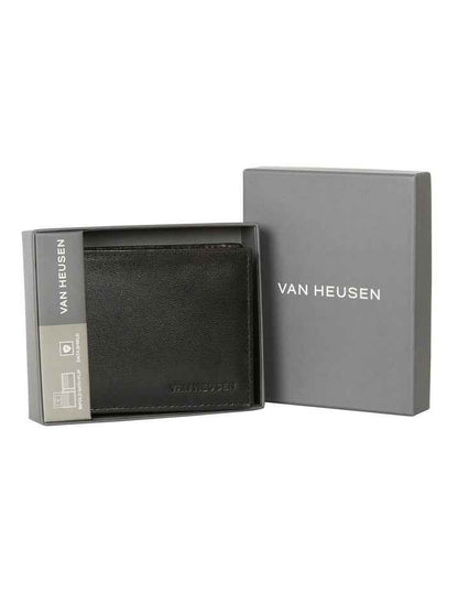 L-Fold Leather Wallet in Black