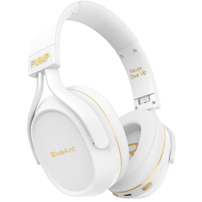 BlueAnt PumpX Gym ANC Over-Ear Headphones (White/Gold)