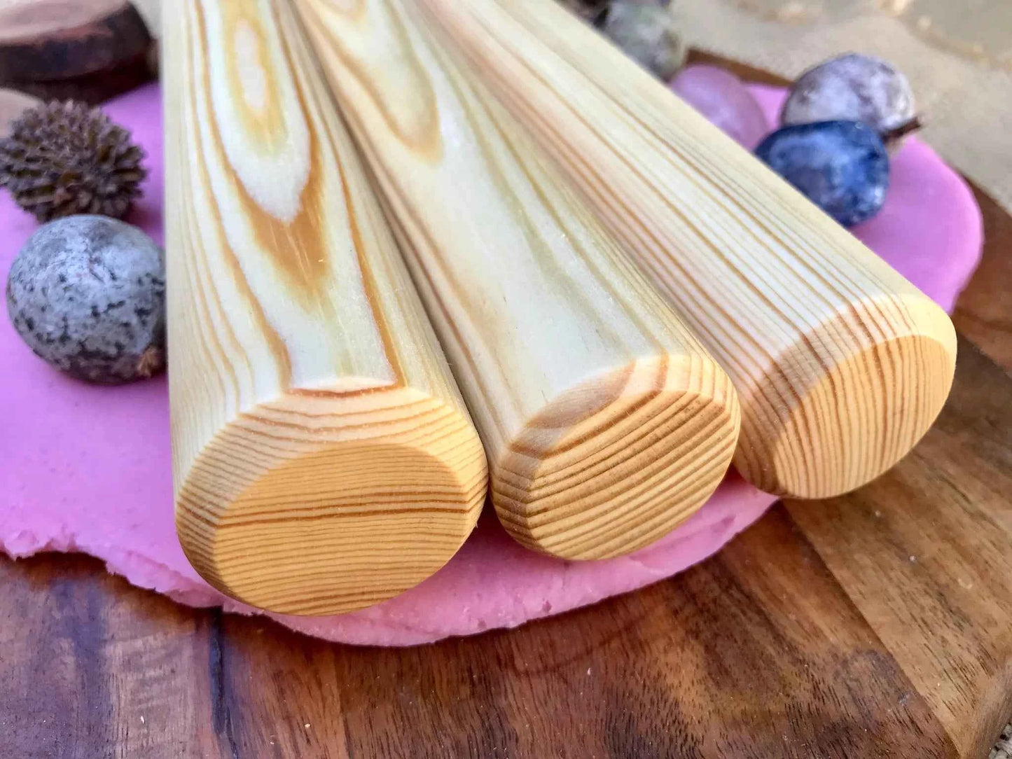 Beadiebug Wooden Rolling Pin Extra Thick Each 4cm Diameter Art and Craft for Kids 3yrs+
