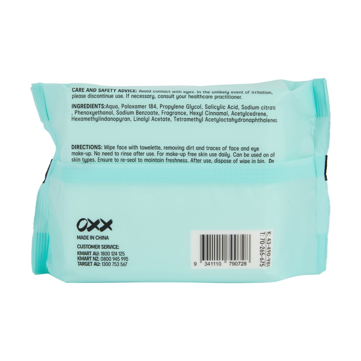 OXX Skincare 30 Pack Exfoliating Biodegradable Facial Wipes