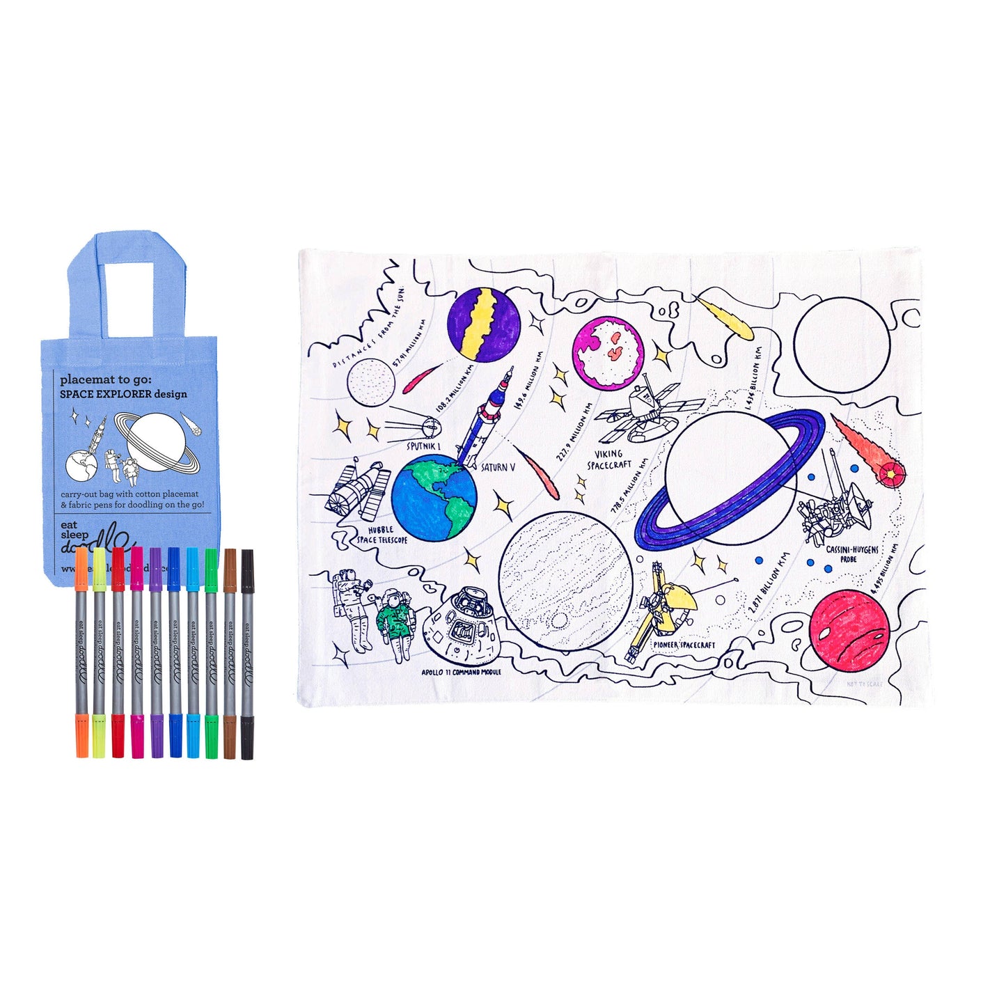 Space Explorer Tablecloth Placemat to Go by Eat Sleep Doodle Art and Craft for Kids Travel Toys 3yrs+
