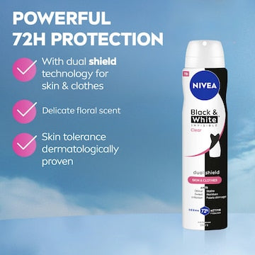 Nivea Black & White Invisble Clear Antiperspirant Deodorant 250mL
