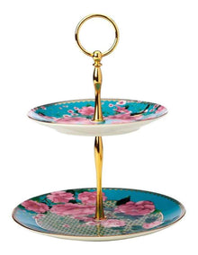 Teas & C's Silk Road 2-Tier Cake Stand Gift Boxed in Aqua