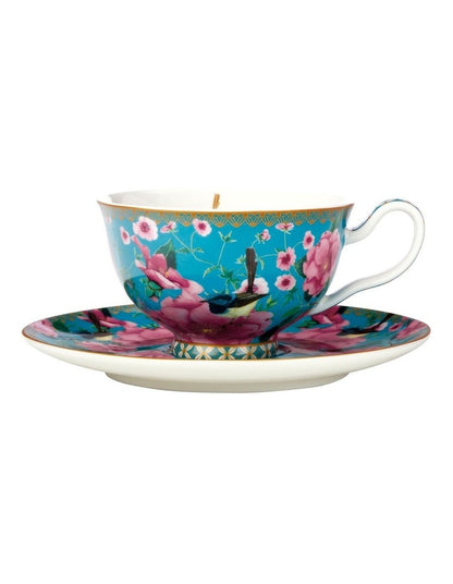 Teas & C's Silk Road Footed Cup & Saucer Set 200ml Gift Boxed in Aqua