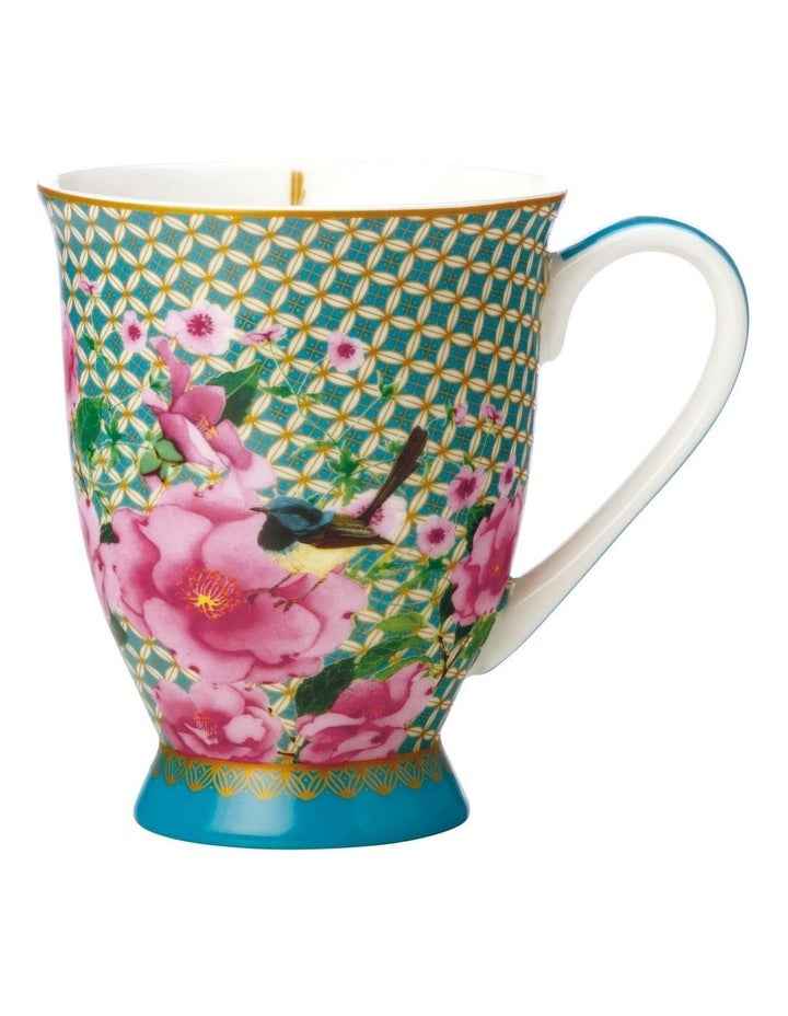 Teas & C's Silk Road Footed Mug 300ml Gift Boxed in Aqua