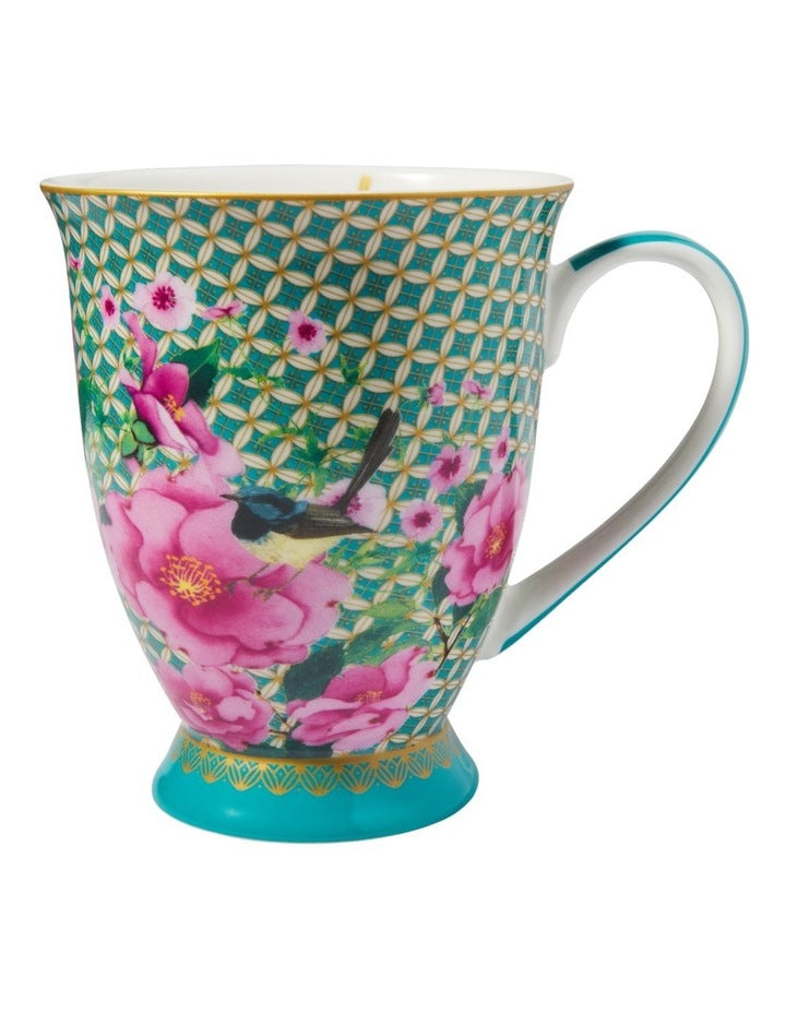 Teas & C's Silk Road Footed Mug 300ml Gift Boxed in Aqua