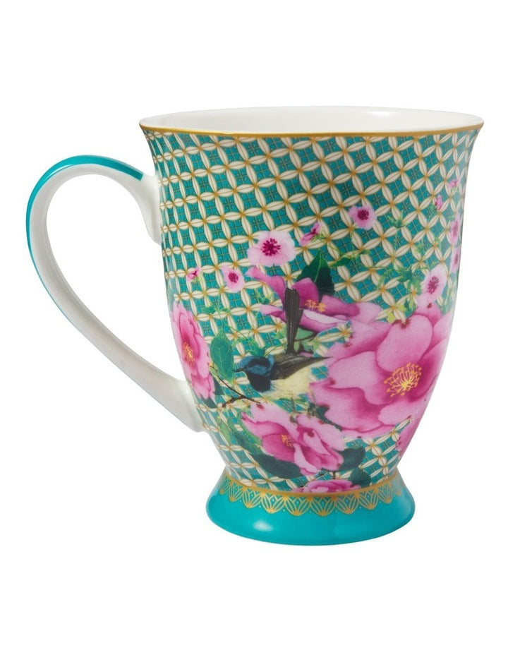 Teas & C's Silk Road Footed Mug 300ml Gift Boxed in Aqua