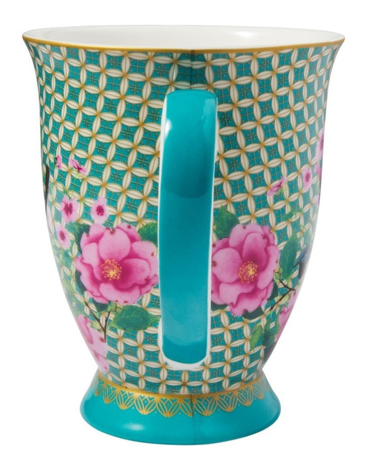 Teas & C's Silk Road Footed Mug 300ml Gift Boxed in Aqua