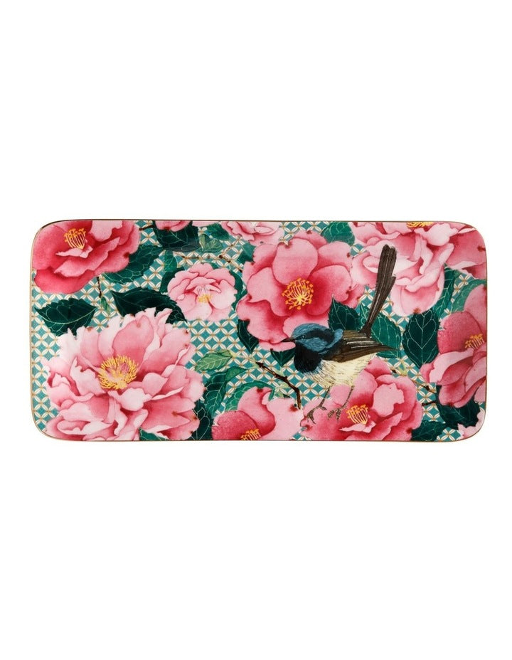 Teas & C's Silk Road Rectangle Platter 25x12cm Gift Boxed in Aqua
