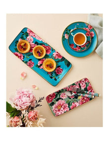 Teas & C's Silk Road Rectangle Platter 25x12cm Gift Boxed in Aqua