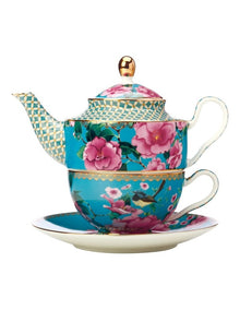 Teas & C's Silk Road Teapot Tea for One with Infuser 380ml in Aqua
