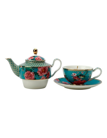 Teas & C's Silk Road Teapot Tea for One with Infuser 380ml in Aqua