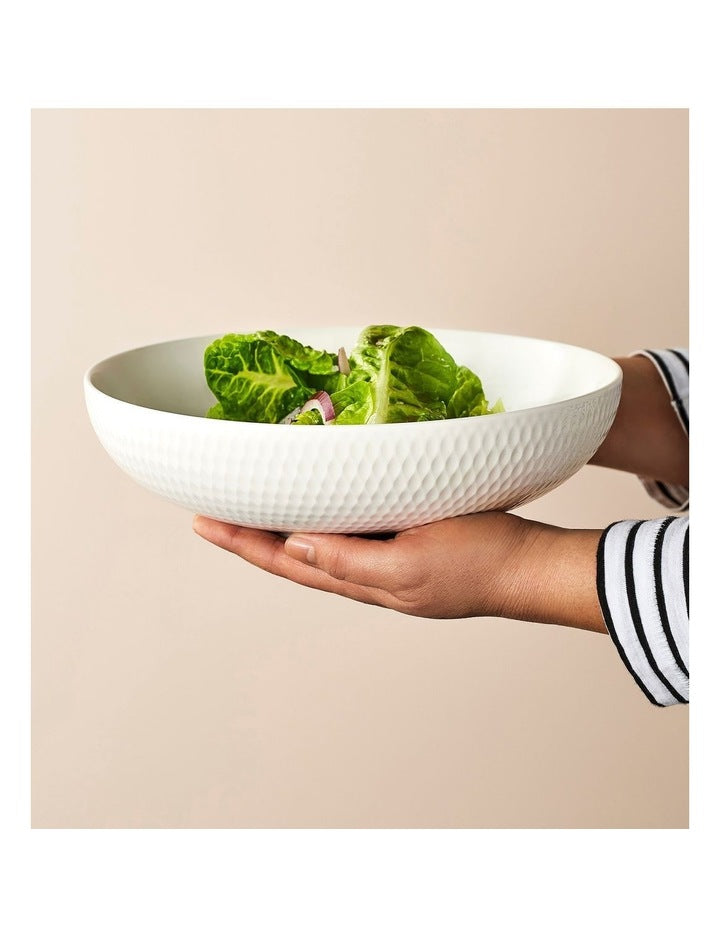 White Basics Diamonds Round Serving Bowl 28cm in White