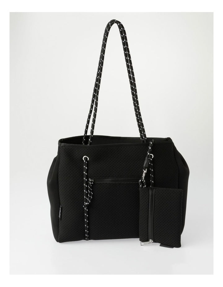 Positano Black Top Handle Tote Bag