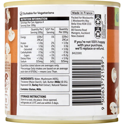 Woolworths Mushrooms In Butter Sauce 400g
