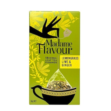 Madame Flavour Lemongrass Lime & Ginger Tea Pods 18 pack