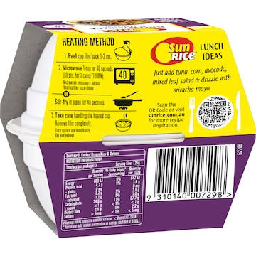 Sunrice Microwave Brown Rice & Quinoa Cups 125g x 2 pack