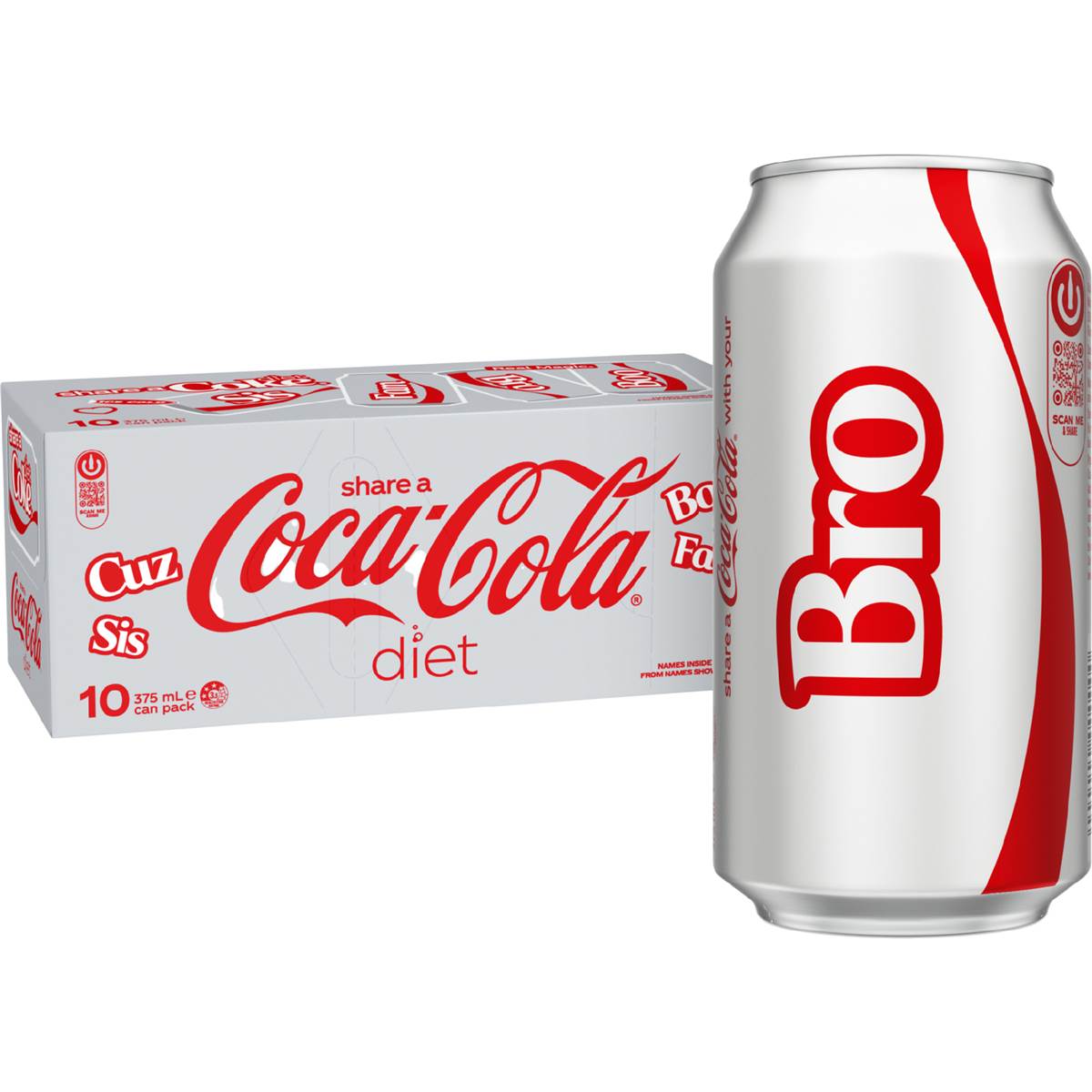 Coca-Cola Diet Soft Drink Multipack Cans 375ml X 10 Pack