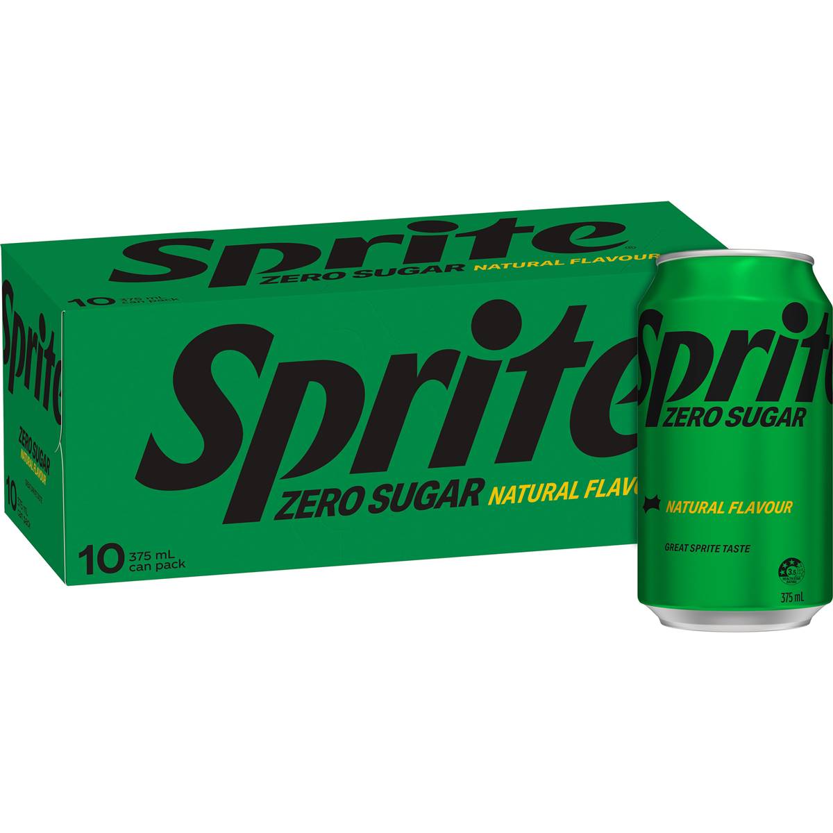 Sprite Zero Sugar Lemonade Soft Drink Multipack Cans 375ml x10 Pack