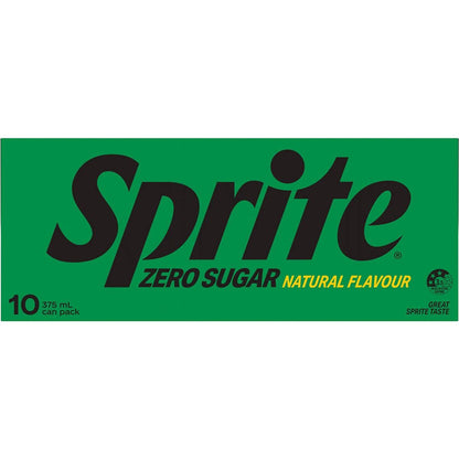Sprite Zero Sugar Lemonade Soft Drink Multipack Cans 375ml x10 Pack