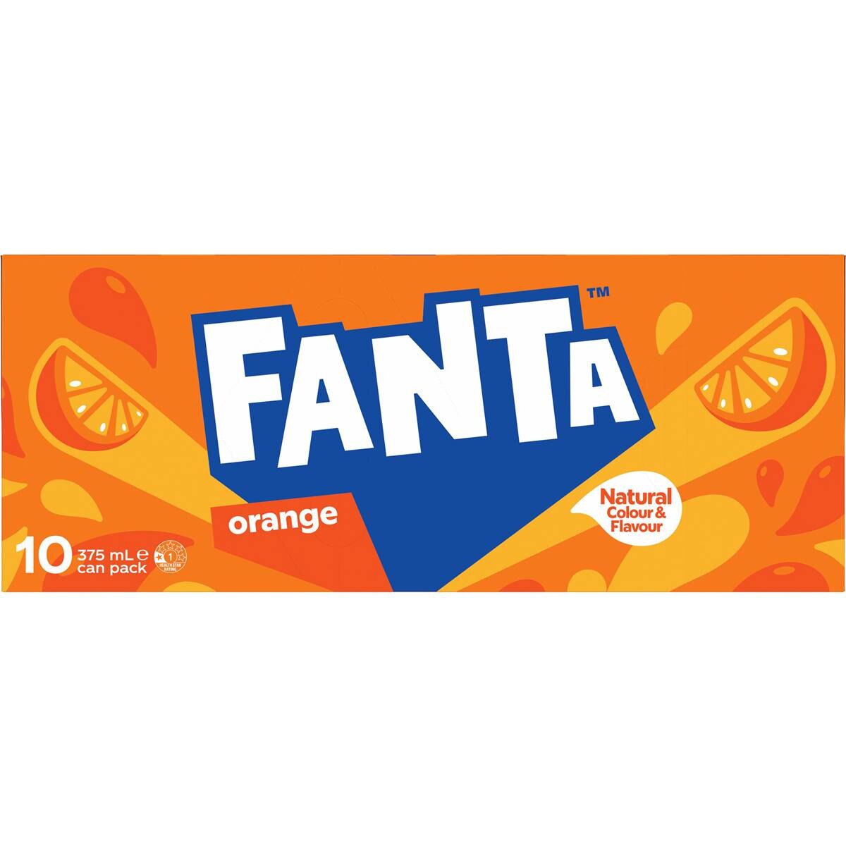 Fanta Orange Soft Drink Multipack Cans 375ml x10 Pack