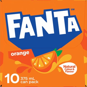 Fanta Orange Soft Drink Multipack Cans 375mL x 10 pack