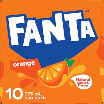 Fanta Orange Soft Drink Cans 375mL x 10 pack