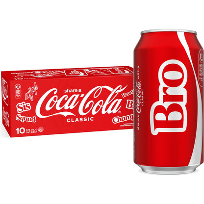 Coca-Cola Classic Soft Drink Multipack Cans 375ml X 10 Pack