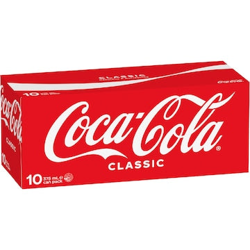 Coca-Cola Classic  Soft Drink Multipack Cans 375mL x 10 pack