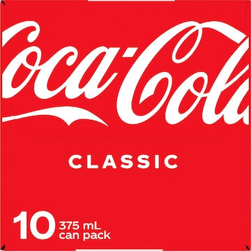 Coca-Cola Classic  Soft Drink Multipack Cans 375mL x 10 pack
