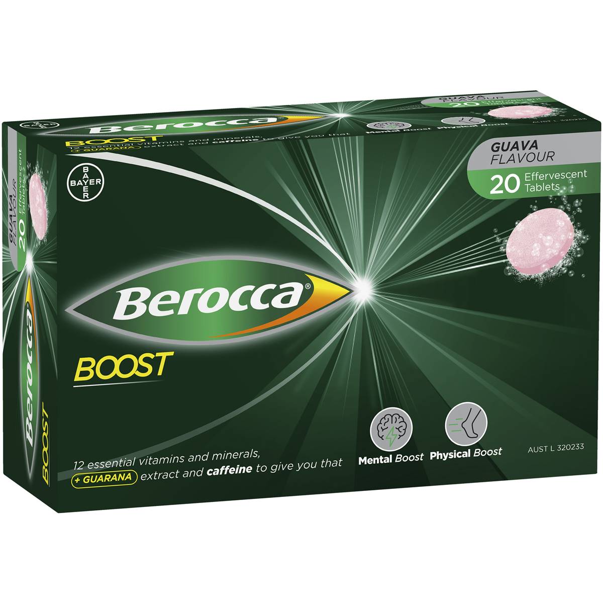 Berocca Vitamin b & c Guava Flavour With Guarana Energy 20 Pack