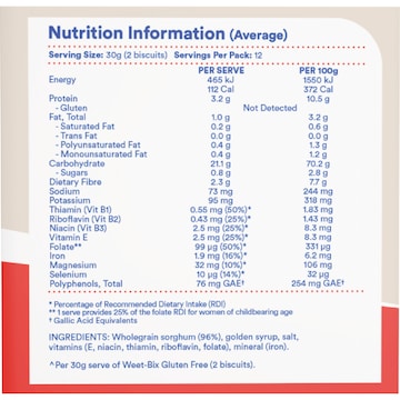 Weet-Bix Gluten Free Breakfast Cereal 375g