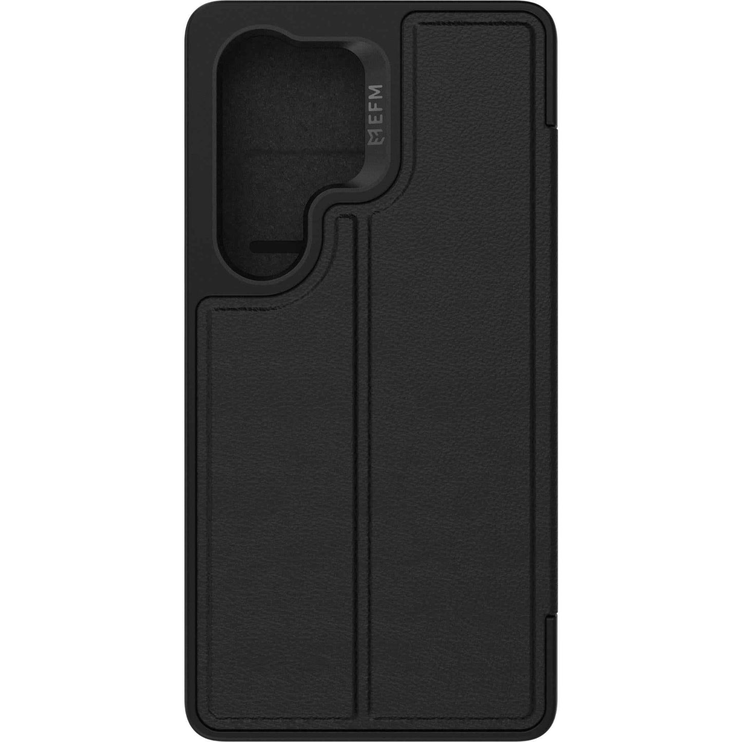 EFM Monaco Vegan Leather Wallet Case with D3O BIO for Galaxy S25 Ultra (Black)