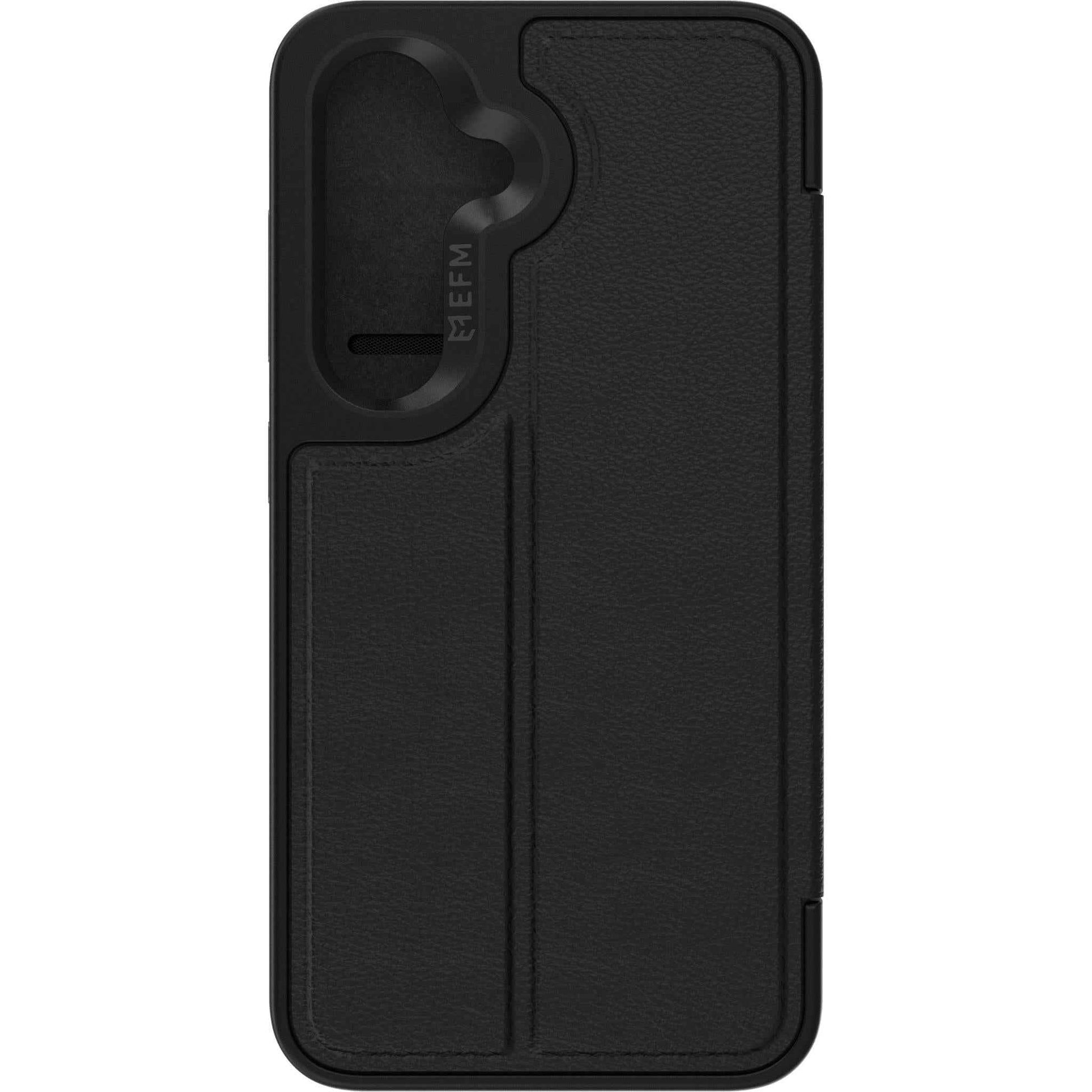 EFM Monaco Vegan Leather Wallet Case with D3O BIO for Galaxy S25+ (Black)