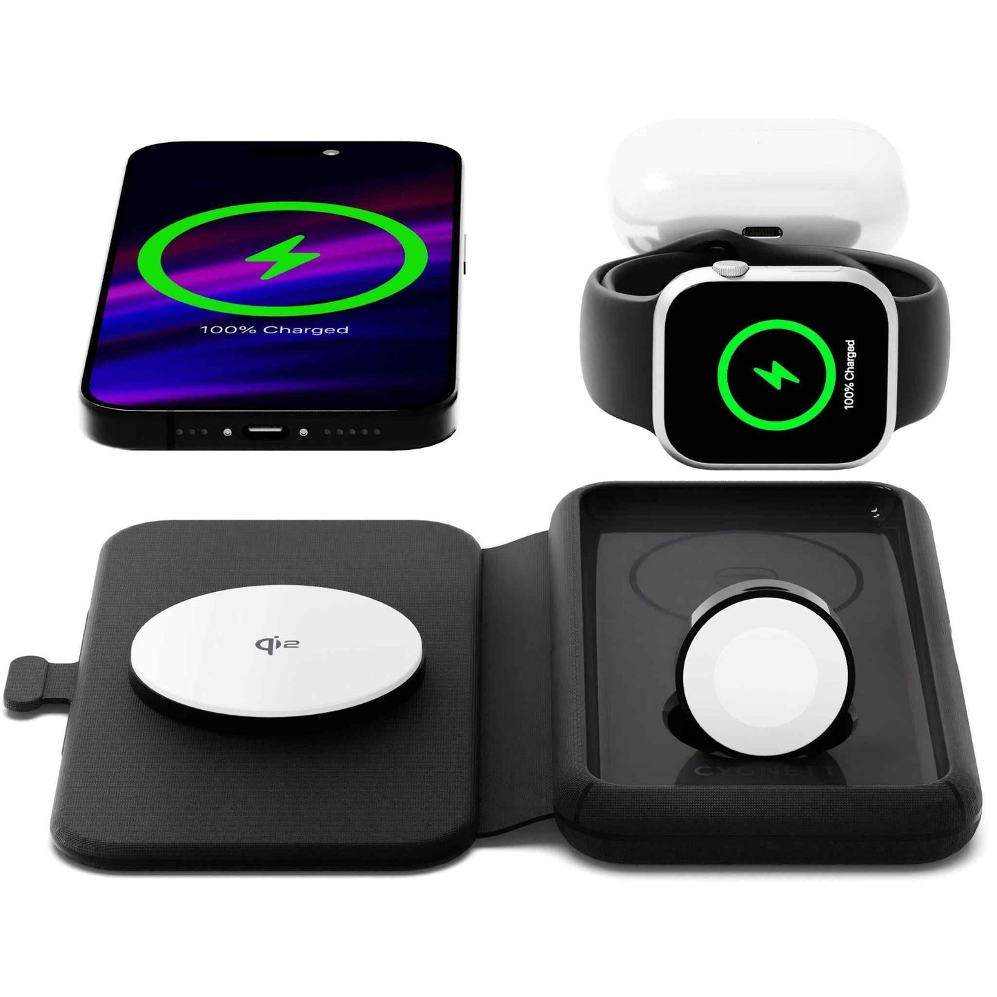Cygnett Voyager MagTravel 3-in-1 Qi2 Wireless Charger