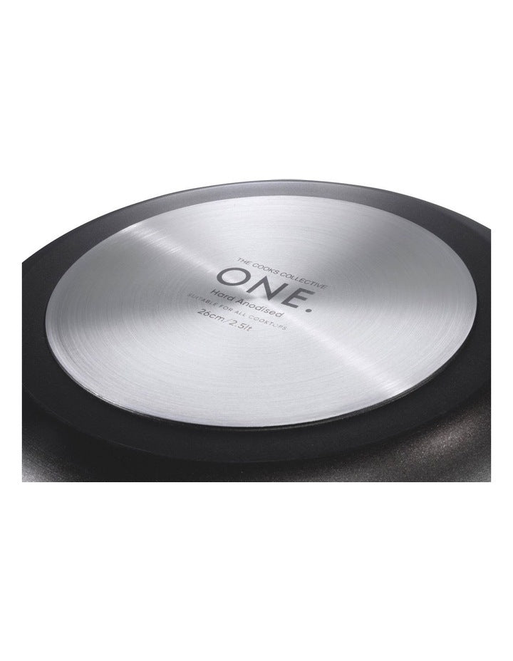 One Hard Anodised Saute Pan With Lid And 2 Helper Handles 30cm in Black