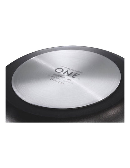 One Hard Anodised Saute Pan With Lid And 2 Helper Handles 30cm in Black