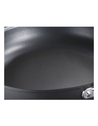One Hard Anodised Saute Pan With Lid And 2 Helper Handles 30cm in Black