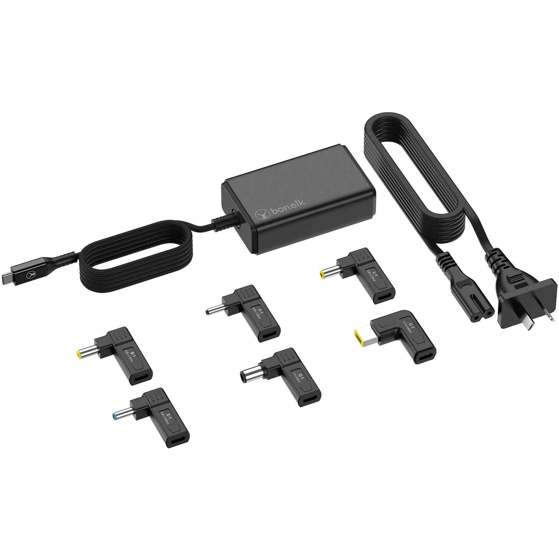 Bonelk Long-Life 65W GaN Multi-Device Laptop Charger, in-built Cable 1.5m (Black)