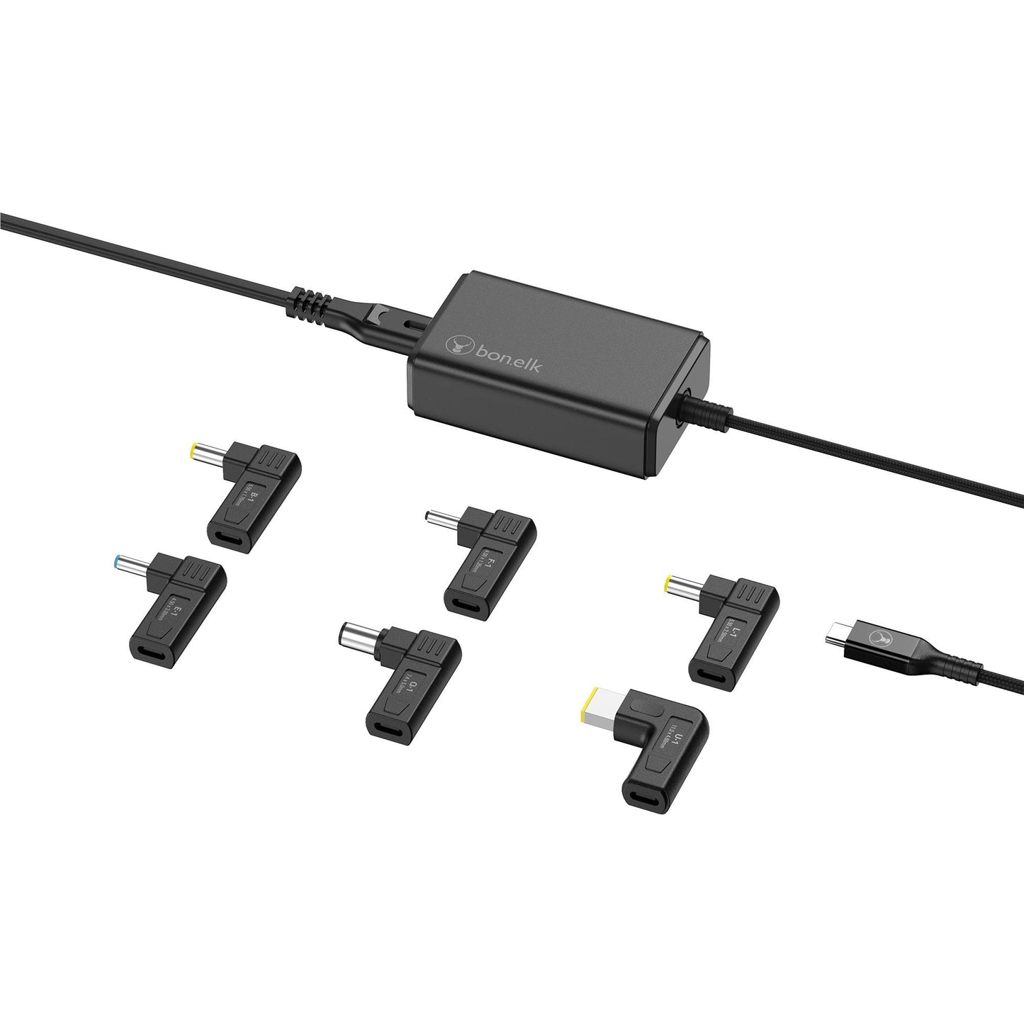 Bonelk Long-Life 65W GaN Multi-Device Laptop Charger, in-built Cable 1.5m (Black)